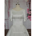 Pretty Satin Round Neck Back A Line Straps Wedding Dress